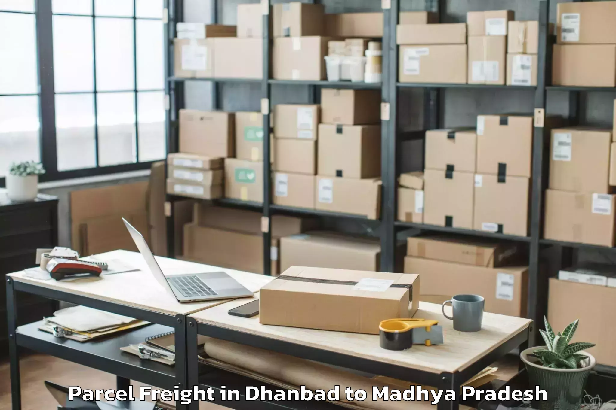 Comprehensive Dhanbad to Nasrullaganj Parcel Freight